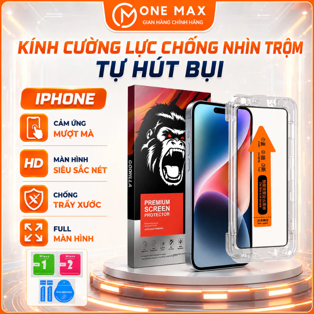 Kính Cường lực khung tự dán, tự hút bụi cho IPHONE 17promax 16promax 15 14 13 12 11 x xs xr xsmax pro plus promax