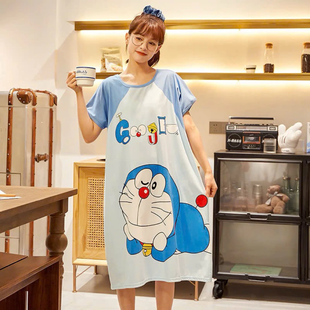 Váy ngủ, đầm thun Bigsize mặc nhà hoạt hình dễ thương chất thun 4 chiều, ship hỏa tốc 30 phút