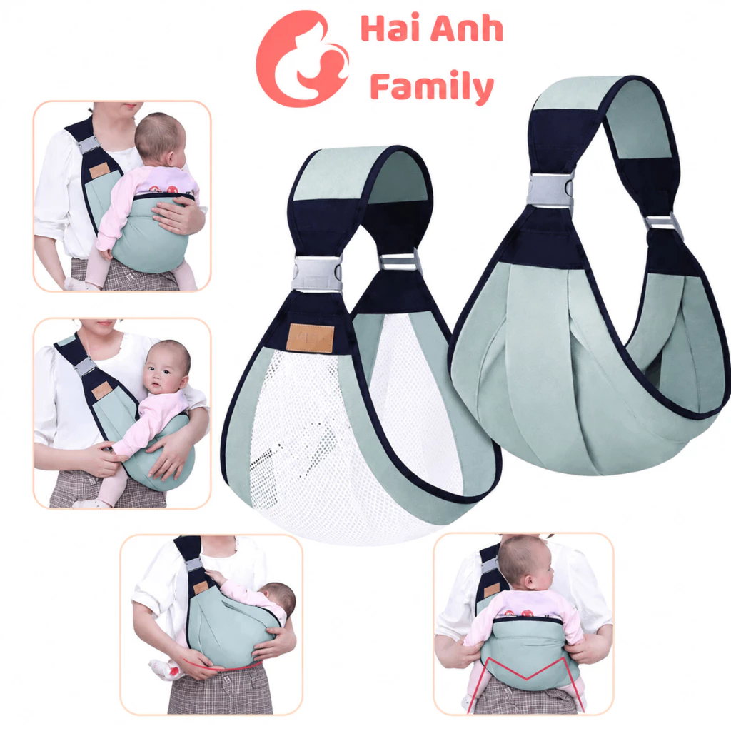 Địu vải cho bé dạng lưới thông thoáng, cho bé 0 - 36 tháng