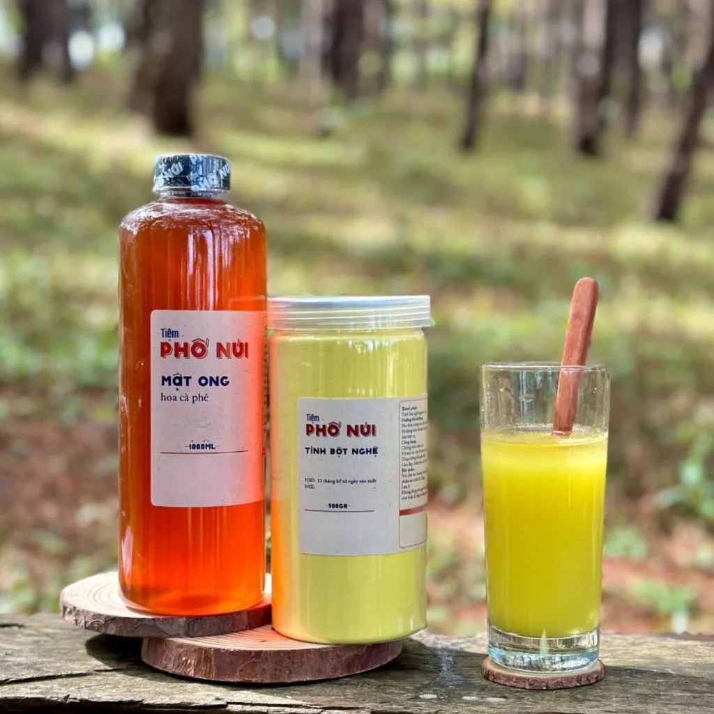 Combo 1 Lít Mật Ong Hoa Cà Phê + 500Gram Tinh Bột Nghệ - Tiệm Phố Núi
