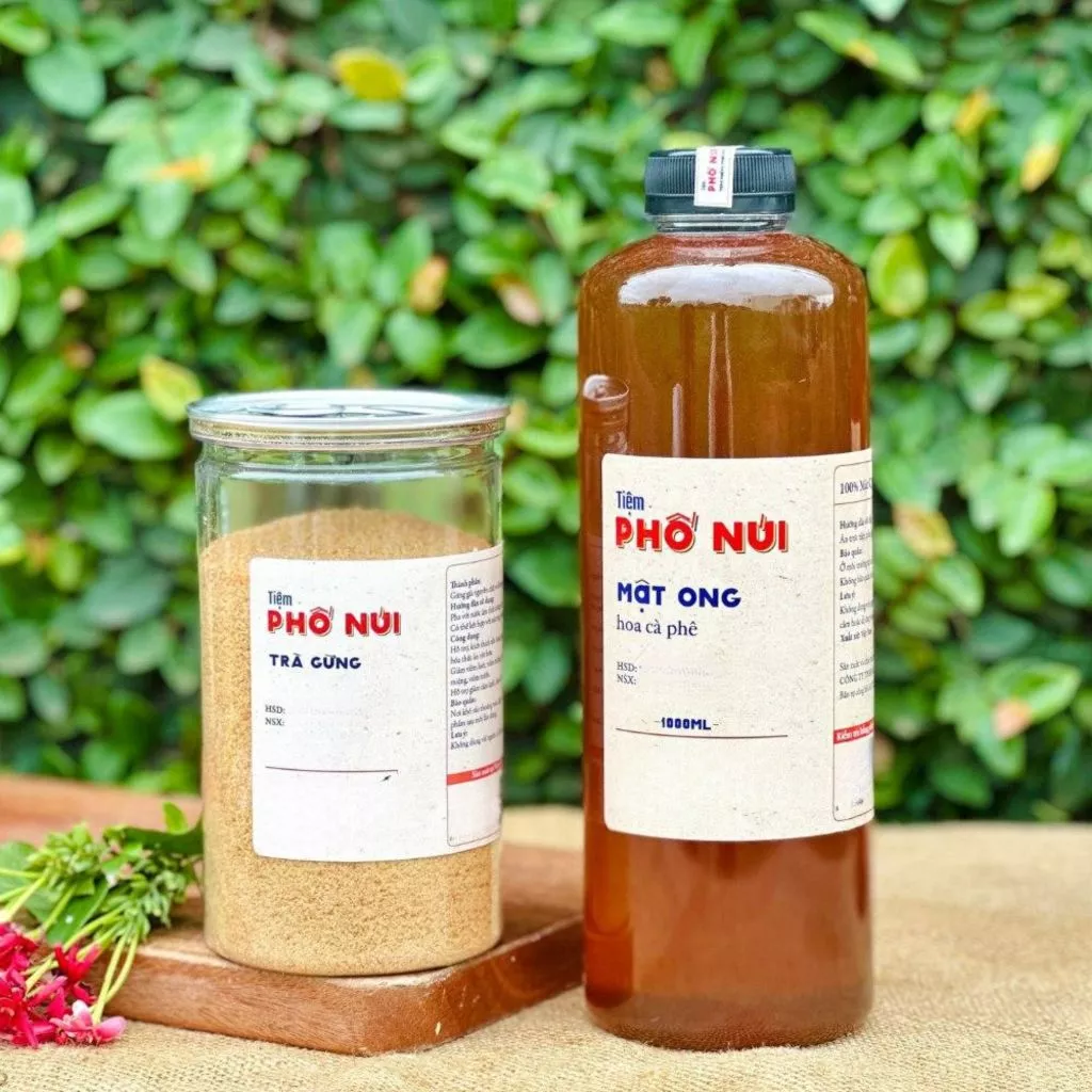 Combo Trà Gừng 500gram + Mật Ong Hoa Cà Phê 1000ml - Tiệm Phố Núi