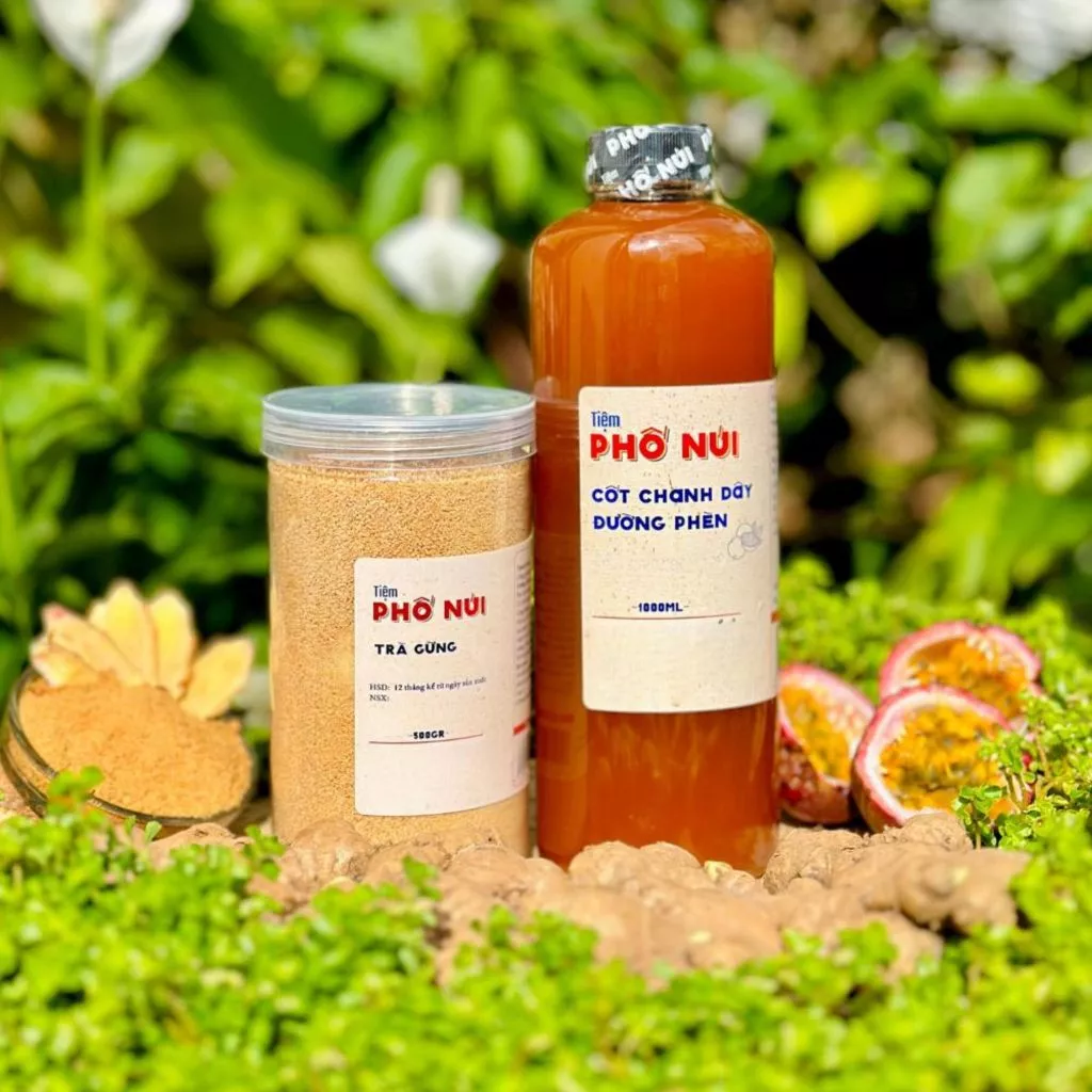Combo Trà Gừng 500gram + Nước Cốt Chanh Dây Đường Phèn 1000ML - Tiệm Phố Núi