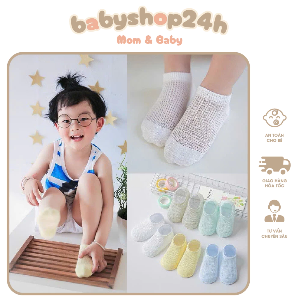 Set 5 Đôi Tất Lưới Cổ Ngắn KLT Dành Cho Bé Sơ Sinh - Mẫu Tất Mỏng Phù Hợp Mùa Hè
