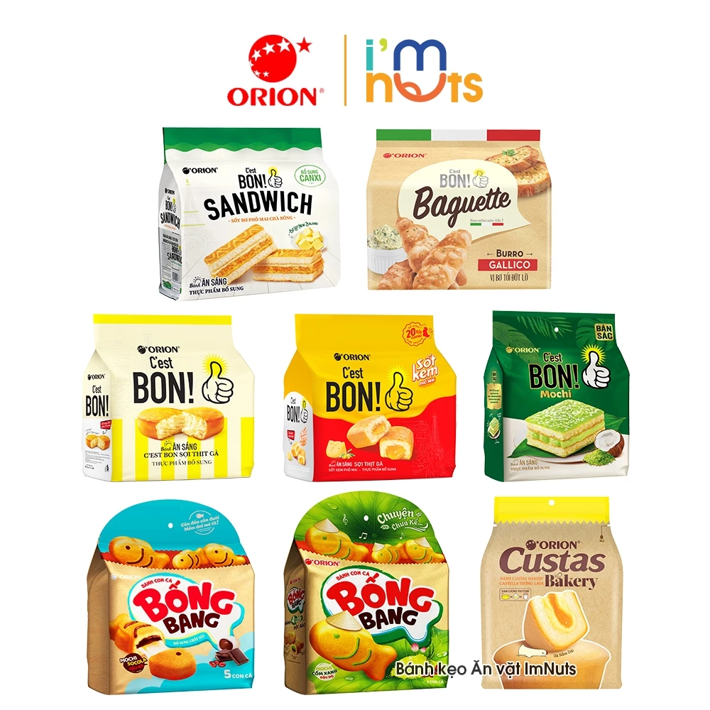 Bánh Ăn Sáng Orion Tiện Lợi Đủ Vị Cest Bon Cá Bống Bang Và Custas Castella Trứng Lava
