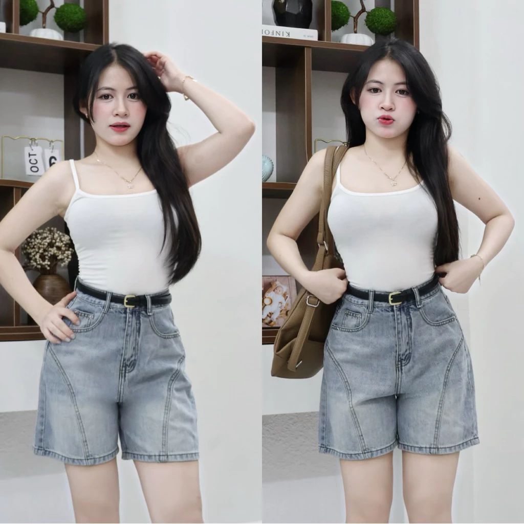 Quần Sọt Jean Nữ  trơn viền kiểu , quần đùi nữ đơn giản . Jean ko giãn . Đủ Size SML ( J7 - quần jean ngố) 7003
