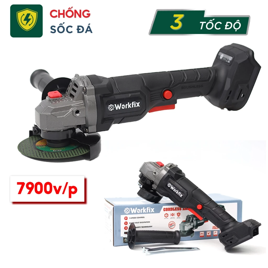 [Đầu trục M10] Máy Mài Pin Workfix WF-AG7600XCP - 3 Tốc độ, Lõi đồng, Không chổi than -Máy Mài Đầu Trục M10 WF-AG7600XCP