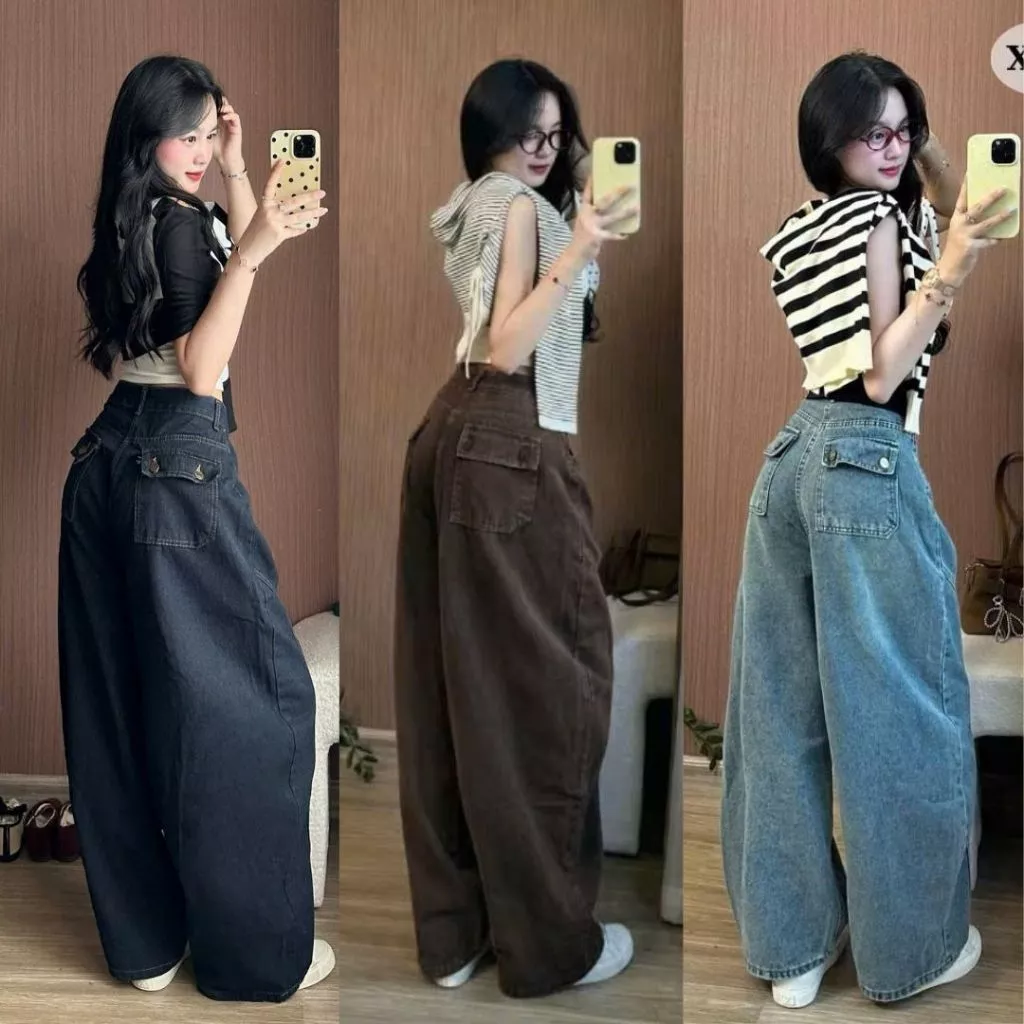 Quần Jeans Nữ Ống Cong Phối Line Chỉ Nổi Túi  Sau Cá Tính Tôn Dáng Che Khuyết Điểm Thoải Mái Đi Làm Đi Học Joolate 996