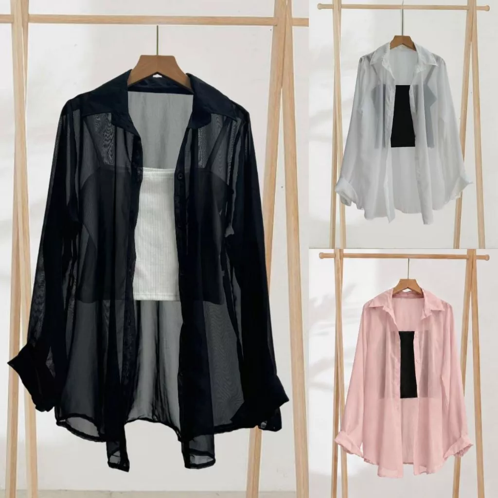 Set bigsize Áo sơ mi Voan Bigsize Nữ kèm áo thun 2 dây phối xinh mặc hè mát mẻ thời trang năng động -SET915