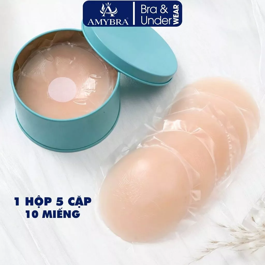 Dán Ngực Silicon Keo Dính Tự Nhiên AMYBRA H08 Miếng Dán Ngực Silicon Có Thể Tái Sử Dụng 1 HỘP 5 CẶP