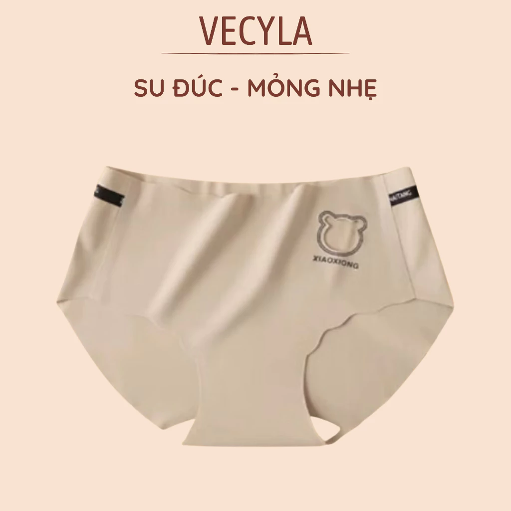 Set Quần lót nữ  VECYLA đúc su mỏng nhẹ không lộ viền khắc lazer họa tiết gấu cute, cạp lưng băng chữ co giãn Q 1271