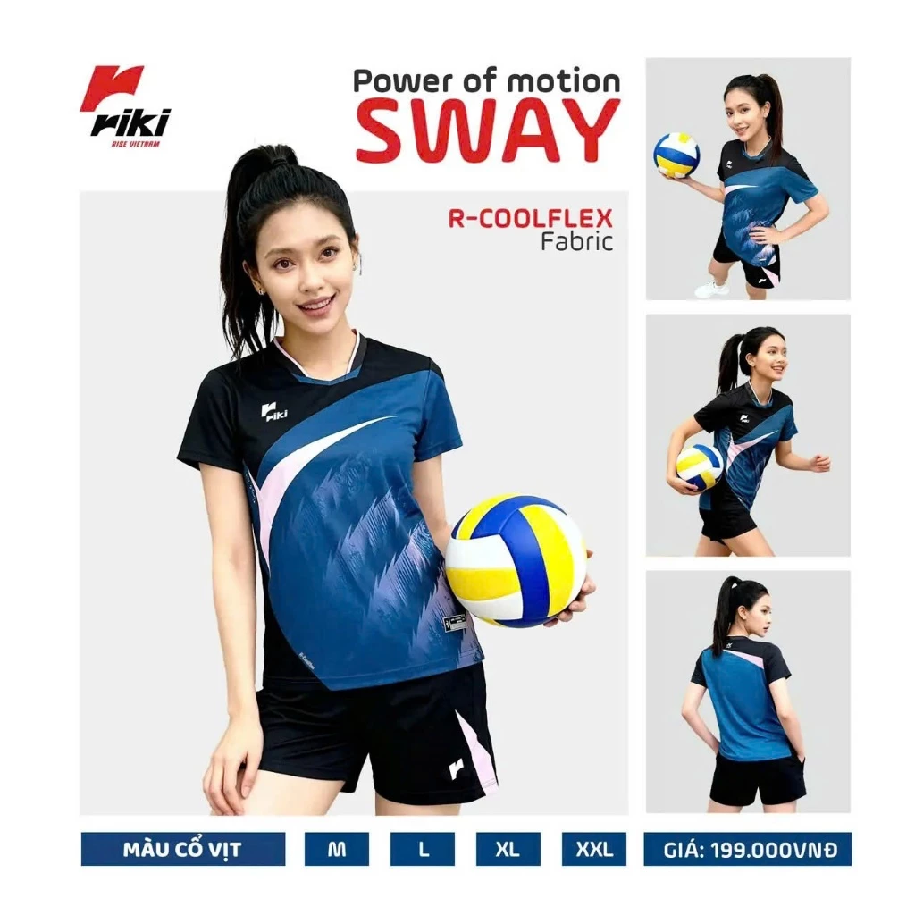 Quần Áo Thể Thao, Bóng Chuyền Nam-Nữ SWAY RIKI Co Giãn Tốt, Thấm Hút Mồ Hôi Ado Sport