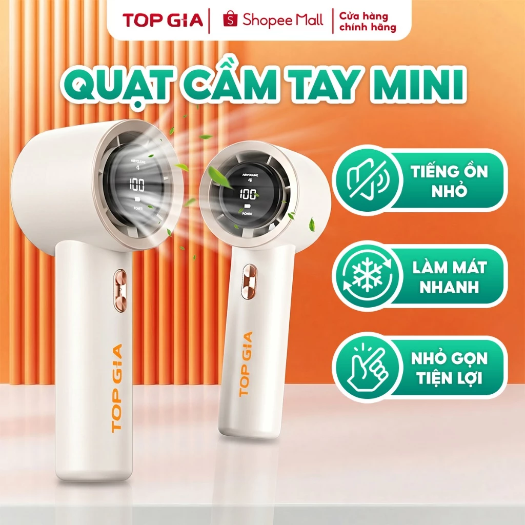 Quạt cầm tay mini cao cấp TopGia, gấp gọn tiện lợi, tốc độ gió có thể điều chỉnh bảo hành 6 tháng