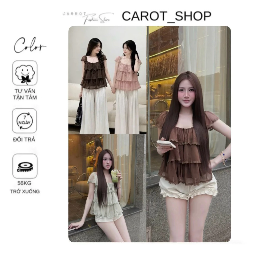 XẢ KHO ( CÓ BIGSIZE ) VN109 Áo tầng phối ren thắt nơ nhiều màu xinh xắn by CarrotShop