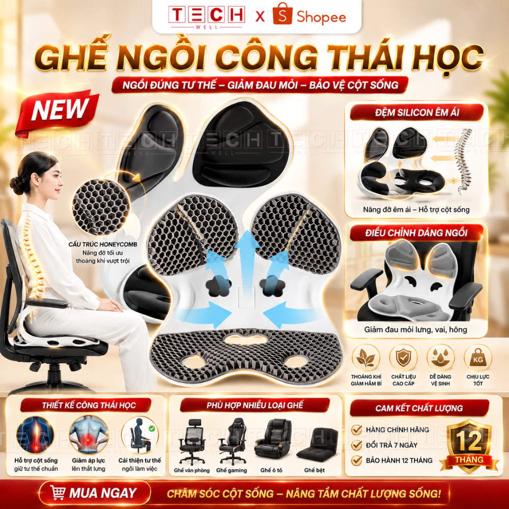 Ghế Công Thái Học Chỉnh Dáng Ngồi Chống Gù Lưng Ghế Tựa Bà Bầu Phù Hợp Cho Văn Phòng, Trẻ Em