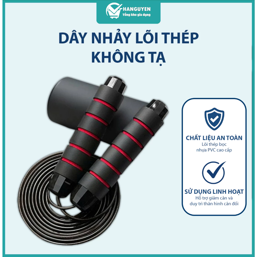 Dây nhảy thể dục lõi thép không tạ dùng tập luyện giảm cân tăng sức bền tiện lợi bền đẹp