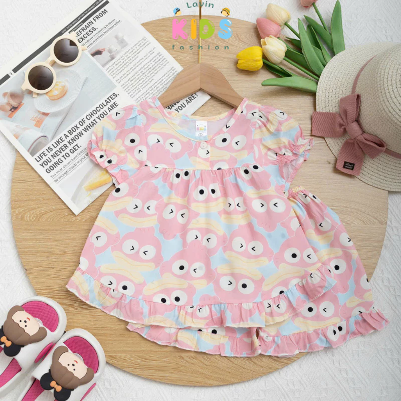Bộ tole bé gái tay đùi lai bèo Lavin Kids 6-17kg mềm mịn, thoáng khí, ít co rút