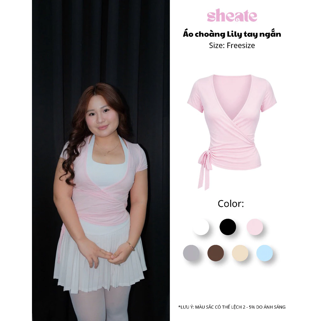 áo choàng TAY NGẮN CHẤT MỀM MỎNG sheate / LILY WRAPTIE TOP
