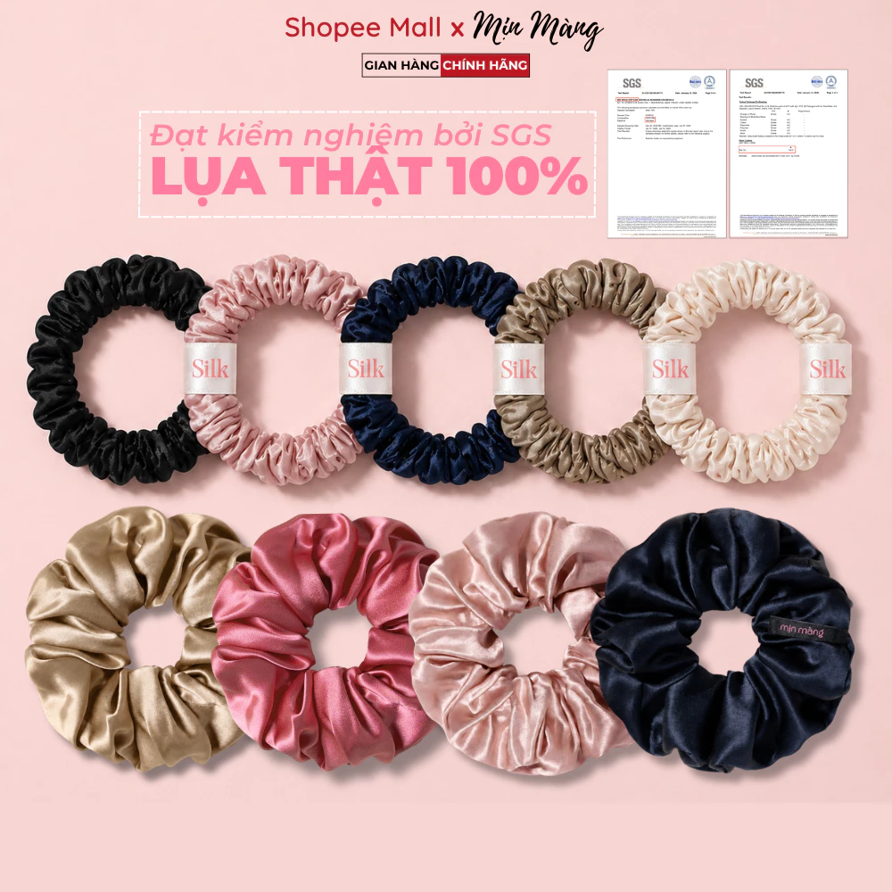 Scrunchies Lụa Dây Buộc Tóc Tơ Tằm Hà Đông Chứng Nhận THẬT 100% To Phồng Cao Cấp MỊN MÀNG VIỆT NAM