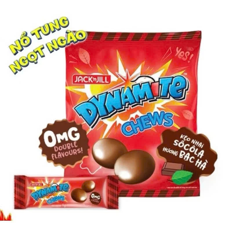 Kẹo Socola 3 Viên Dynamite Chews Hương Bạc Hà Gói 112.5g ( Đỏ )