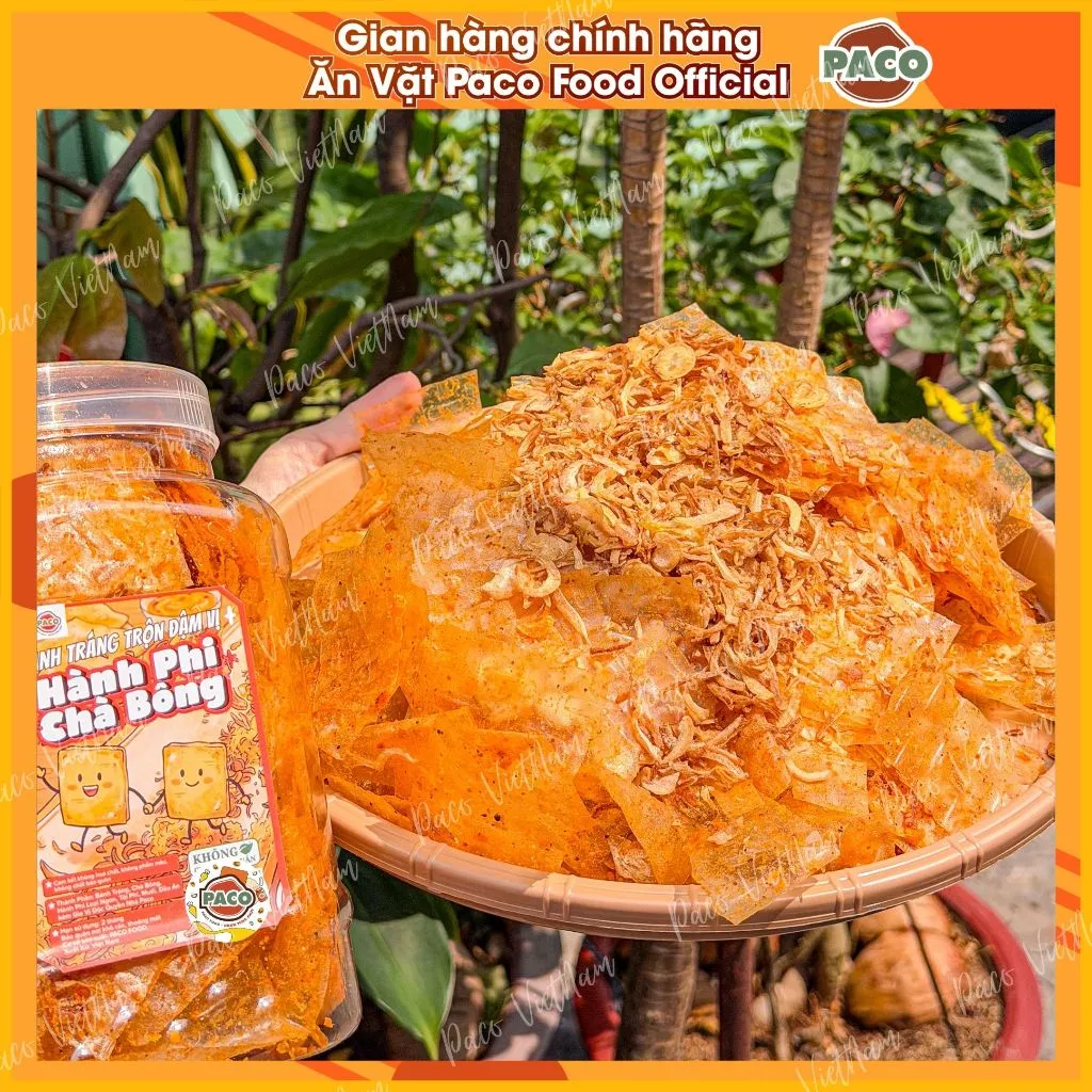 [ĐẶC BIỆT PACO] hủ lớn 300g bánh tráng trộn đậm vị hành phi tỏi chà bông nguyên bản giòn thơm PACO FOOD ăn cực dính