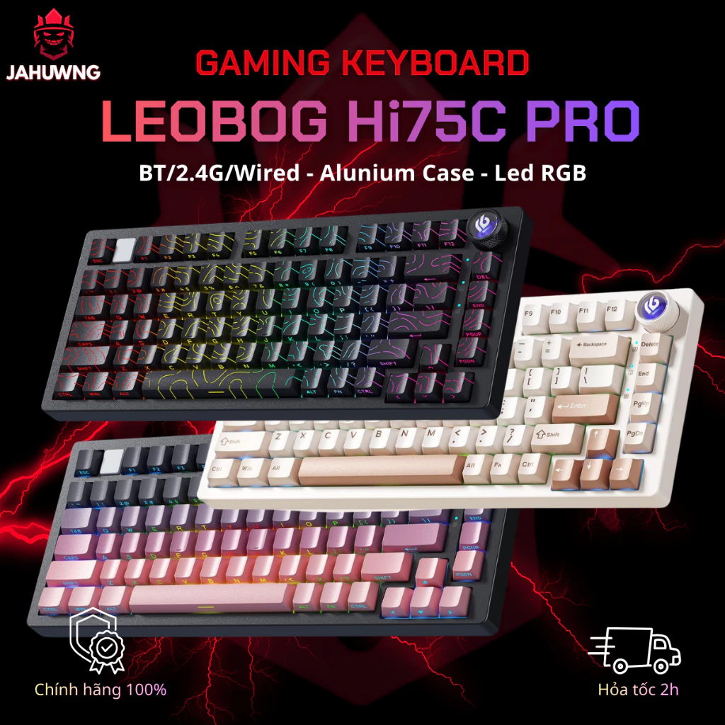 [Chính Hãng] Bàn Phím Cơ Không Dây LEOBOG Hi75C Nhôm Nguyên Khối Plate FR4/ PC