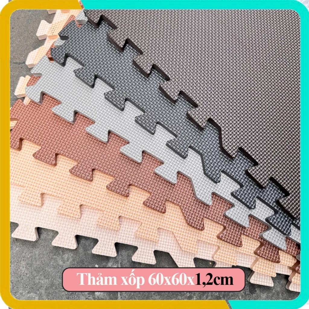 Thảm Xốp Lót Sàn 60x60x1,2cm, hàng VNXK Loại A, Vân Chữ T, Dày Hơn, Bền Hơn, An Toàn Hơn