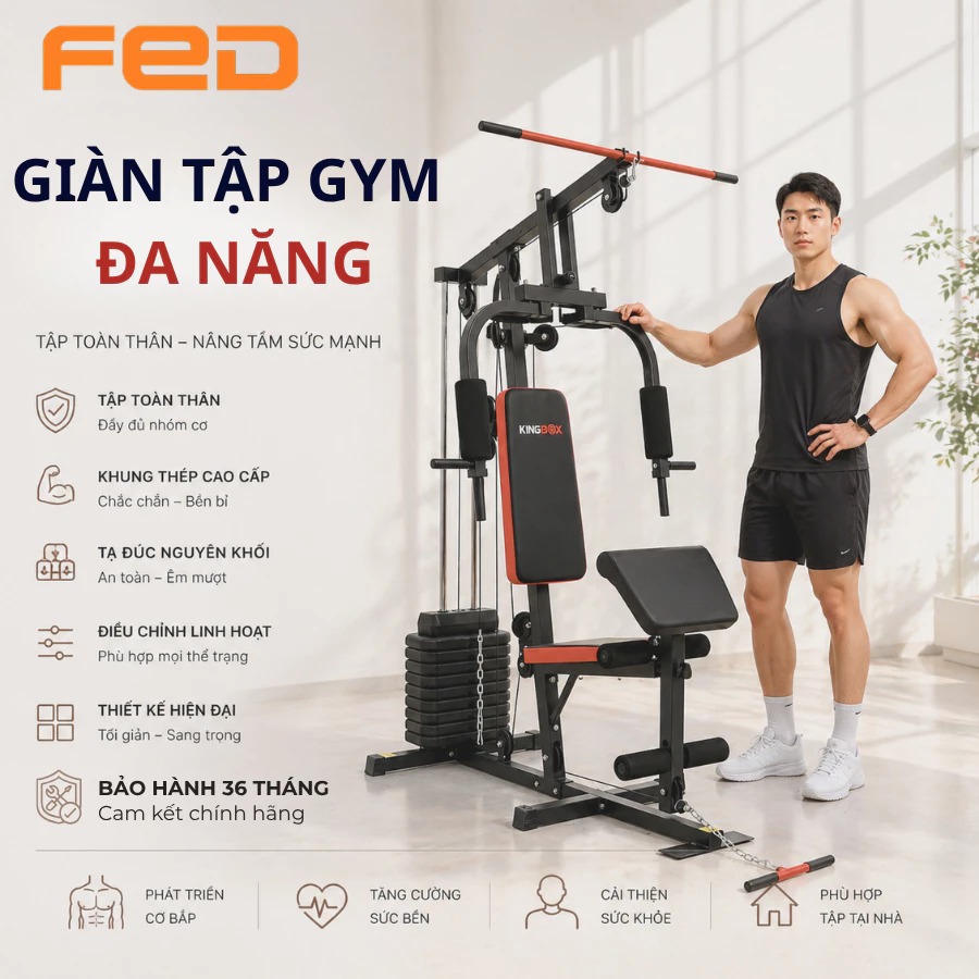 Giàn Tập Gym Đa Năng KB-801 Khung Thép Chắc Chắn Tập Luyện An Toàn Tại Nhà ( Bảo Hành 36 Tháng )