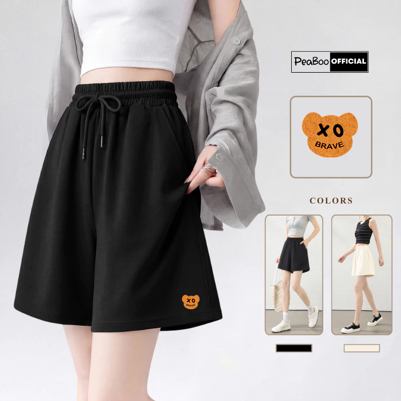 Quần Đùi Nữ, Quần Short By PEABOO Mã BST03 XoBrave Chất Cotton Thoáng Mát Dòng Cạp Chun Có Túi và Dây Thắt Năng Động