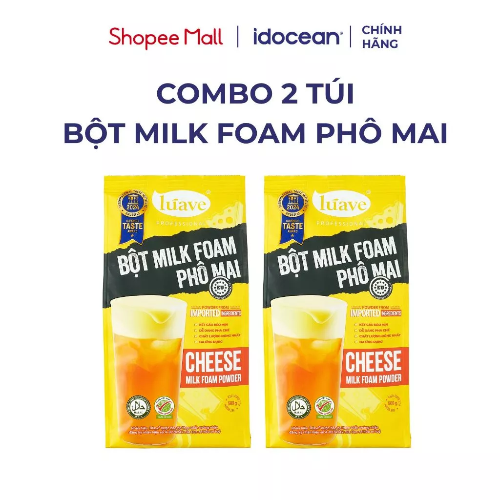 Combo 2 Túi Bột Milk Foam Phô Mai Lúave 500G - Sánh Mịn Béo Ngậy, Topping Kem Cheese Cho Trà Sữa, Trà Trái Cây