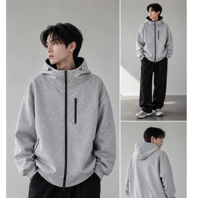 (ÁO DÀY XỊN ĐẸP ) Áo Khoác NỈ UNISEX Chống Nắng Phối DÂY KÉO BASIC Có Nón FORM RỘNG CỰC ĐẸP NEWTREND LANA FASHION