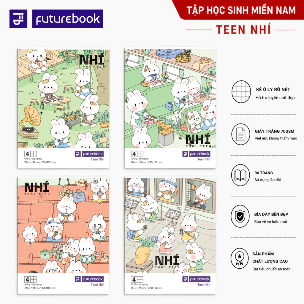 [Bộ 3Q] Tập Học Sinh Khổ A5 (205x155mm) 96 trang 70gsm FUTUREBOOK