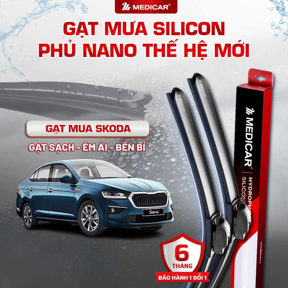 CẶP GẠT MƯA Ô TÔ xe SKODA - Gạt mưa ô tô Silicon phủ nano chống nước Medicar