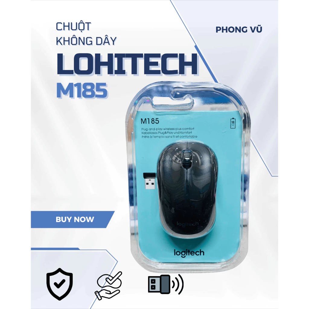 [Giá tốt] Chuột không dây Logitech M185 - Sẵn hàng giao hỏa tốc, tặng kèm Pin AA