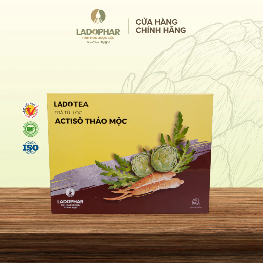 Trà túi lọc Atiso kết hợp Thảo Mộc Ladophar (HỘP 100 TÚI LỌC)