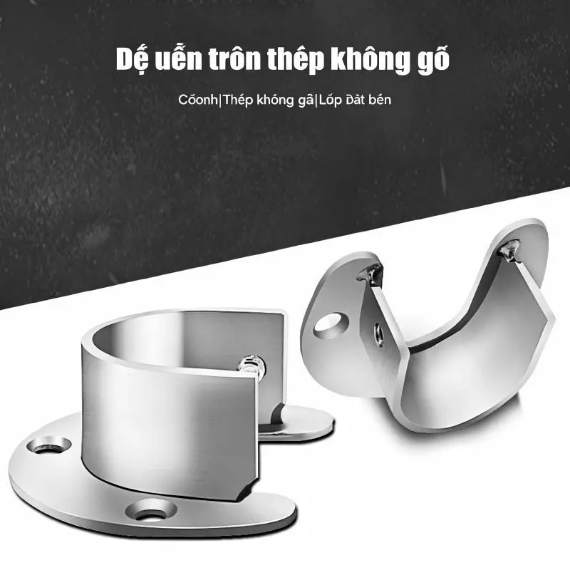 Giá đỡ thanh treo quần áo inox cao cấp, pas đỡ thanh rèm cửa inox,tặng kèm vít, giá đỡ mặt bích inox