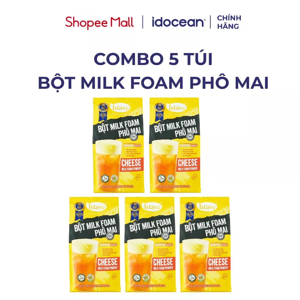 Combo 5 Túi Bột Milk Foam Phô Mai Lúave 500G - Sánh Mịn Béo Ngậy, Topping Kem Cheese Cho Trà Sữa, Trà Trái Cây