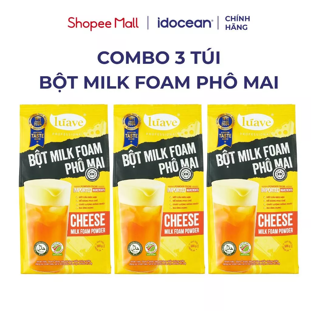 Combo 3 Túi Bột Milk Foam Phô Mai Lúave 500G - Sánh Mịn Béo Ngậy, Topping Kem Cheese Cho Trà Sữa, Trà Trái Cây