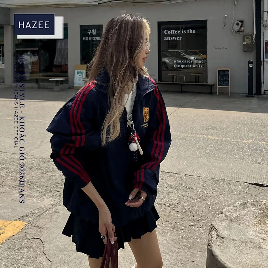 Áo Khoác gió Oversize Phối Sọc Thể Thao Phong Cách Ulzzang Y2K Unisex Form Rộng Cá Tính Hot Trend