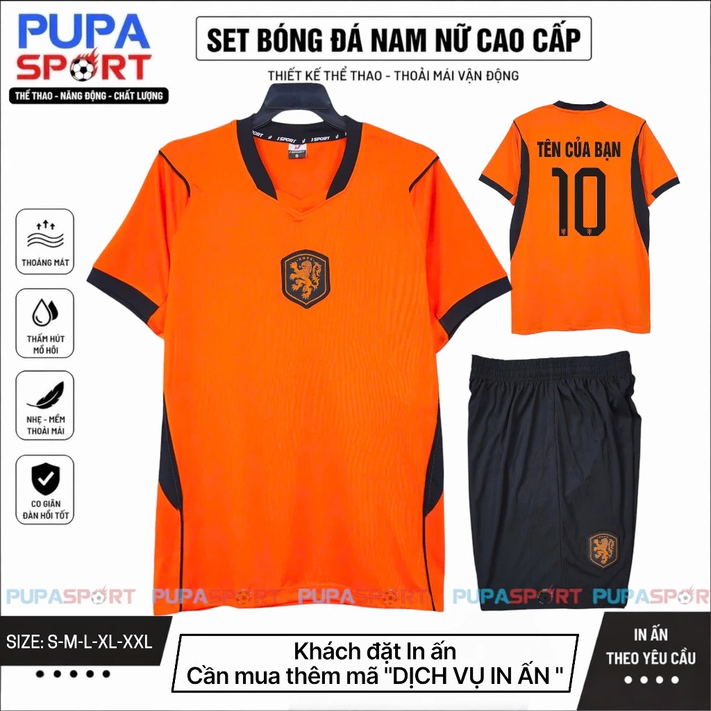 Bộ Đồ Đá Banh Tuyển Ha Lan Wc 2026 - Màu Cam, Vải Thun Lạnh Cho Nam Nữ, Có In Tên Unisex Sport Top Quần