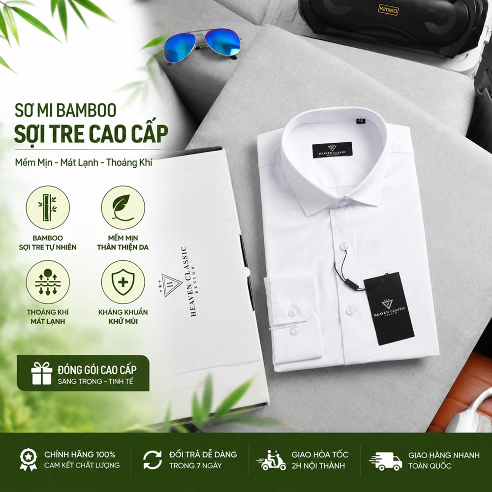 Áo Sơ Mi Nam Big Size Bamboo – Form Slimfit Lịch Lãm, Chất Mịn Mát, Giao Hỏa Tốc Toàn Quốc
