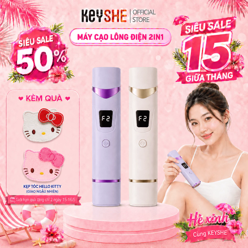 [HOẢ TỐC HCM] Máy cạo lông điện hai đầu KEYSHE cao cấp 2026 cạo lông vùng kín, chân, nách cho nam nữ sử dụng an toàn