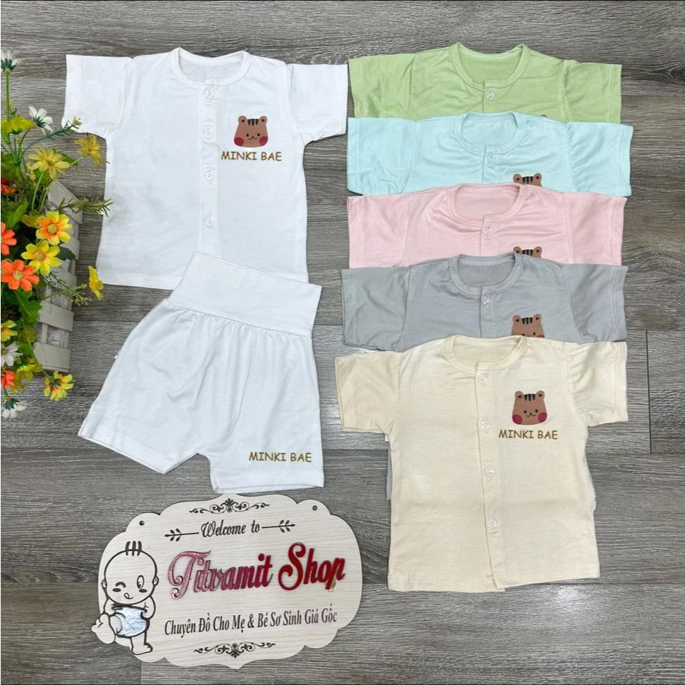 Bộ CỘC MinkiBae cạp cao in hình MÈO vải thun lạnh mềm mát cho bé mặc hè