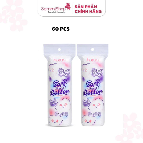 [HÀNG TẶNG KHÔNG BÁN] 02 QT Horus Bông tẩy trang tròn Round Soft Cotton Pads 60 pads -Ultra Soft