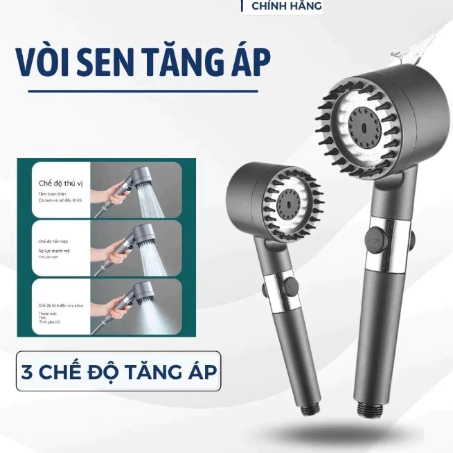 Vòi sen tăng áp, đầu vòi hoa sen Masage 4 trong 1, 3 chế độ áp suất cao tiết kiệm nước lõi cotton lọc cho nhà tắm-TOOLIX