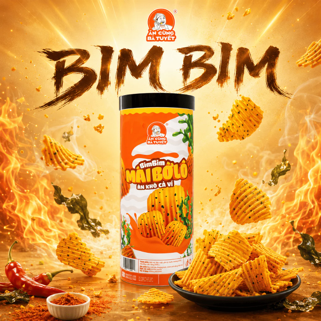 (Hũ khổng lồ) Bim bim Mái Bờ Lô - Ăn Cùng bà Tuyết - Đồ Ăn Vặt Việt Nam M15