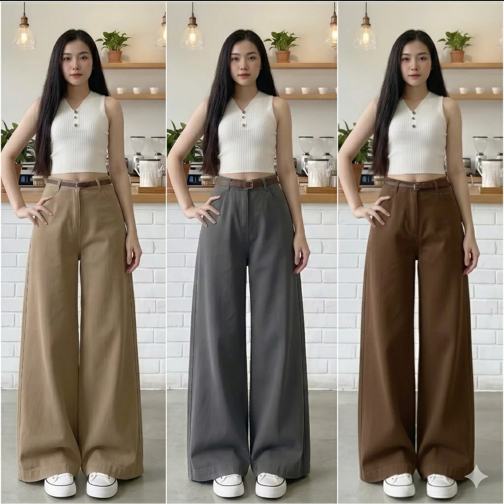 Quần Jean Kaki Bò Ống Suông Rộng Xuông Nữ CANA MS03 Jeans Cạp Cao Phong Cách Style