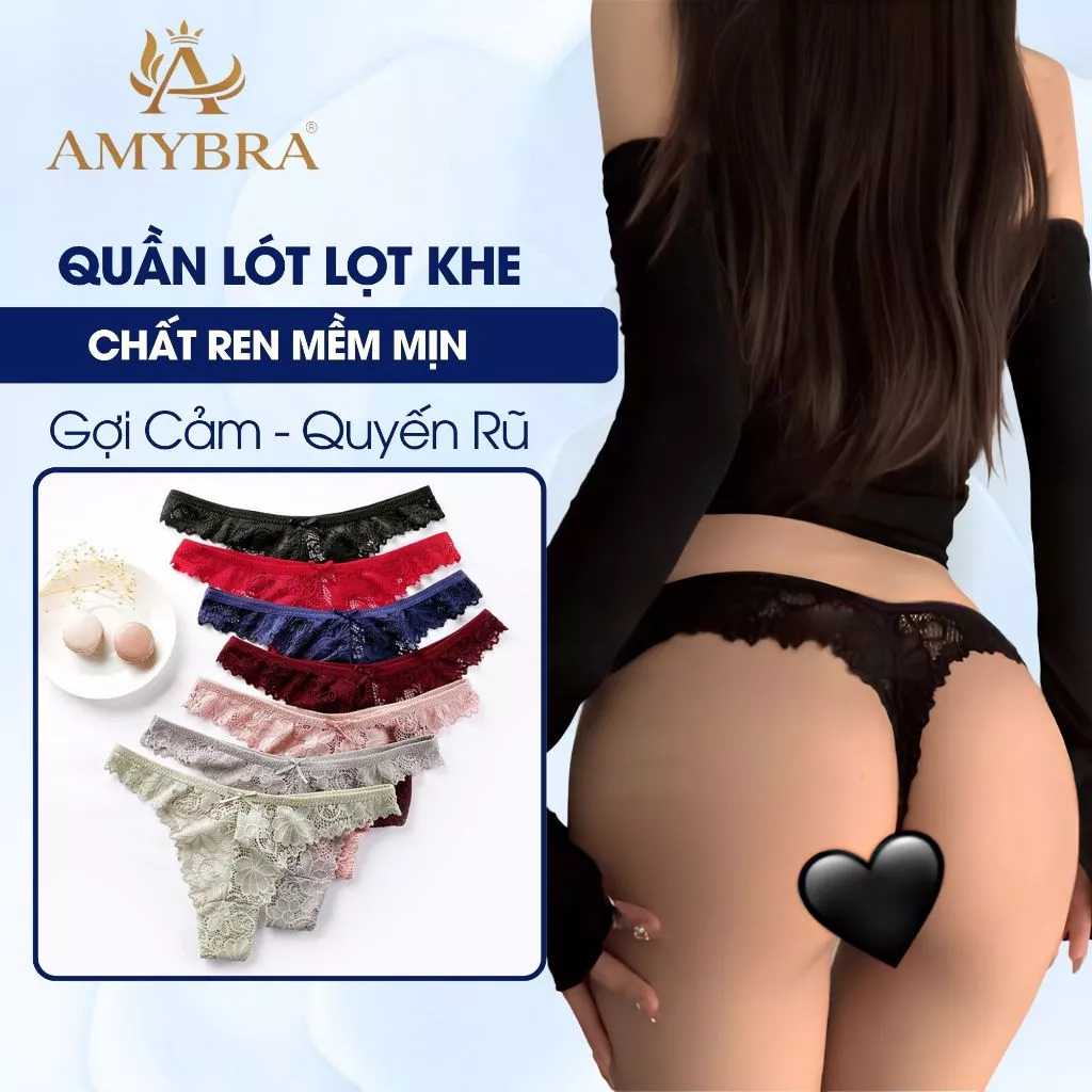 Quần Lót Lọt Khe Ren Hoa Cao Cấp, Quần Lót Sexy Nữ Size (M-XL) Tạo V3 Quyến Rũ AMYBRA L6551