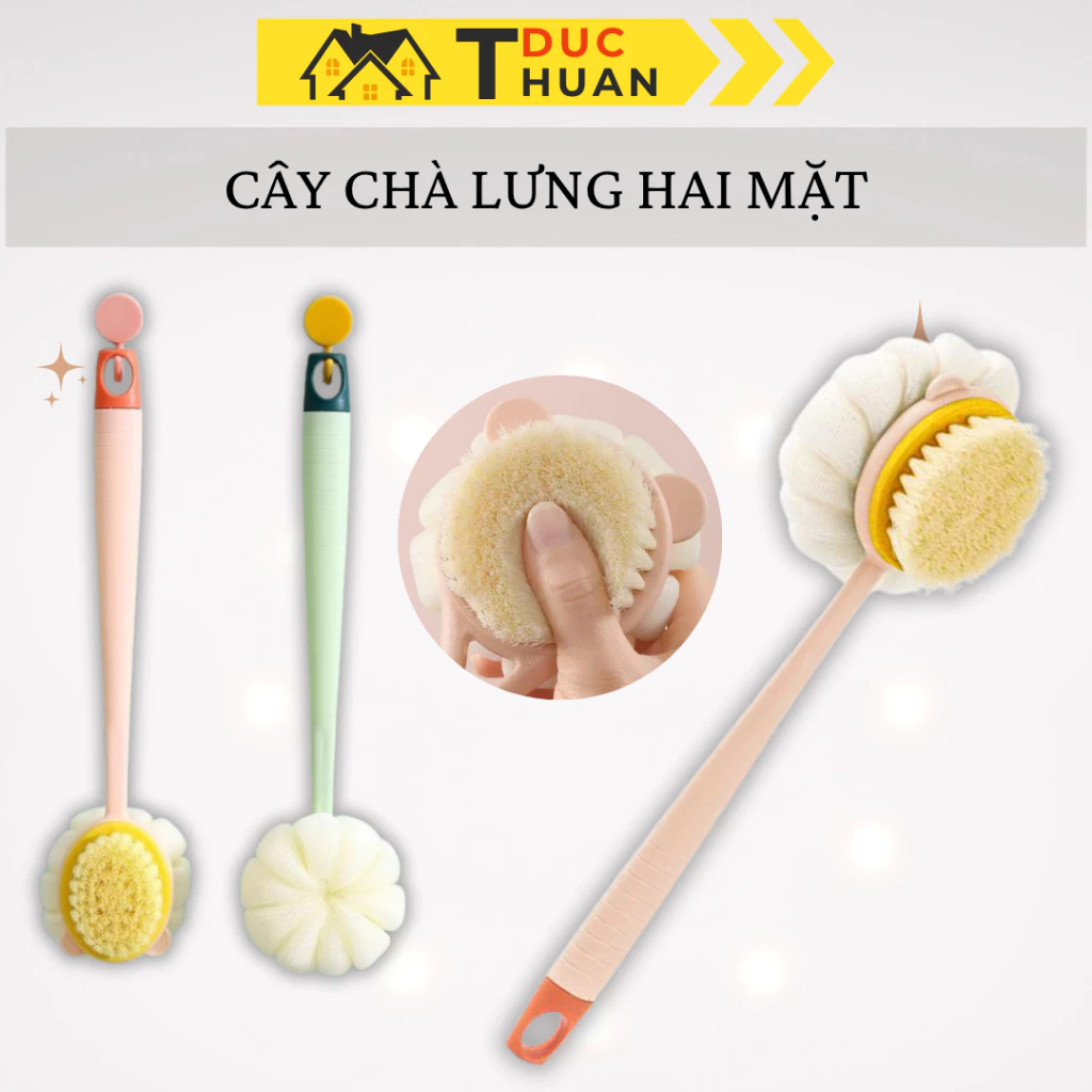 Cây bông tắm 2 mặt, Cây Cọ Tắm 2 Đầu Mẫu Cao Cấp, Cọ Chà Lưng kèm bông tắm 2 mặt