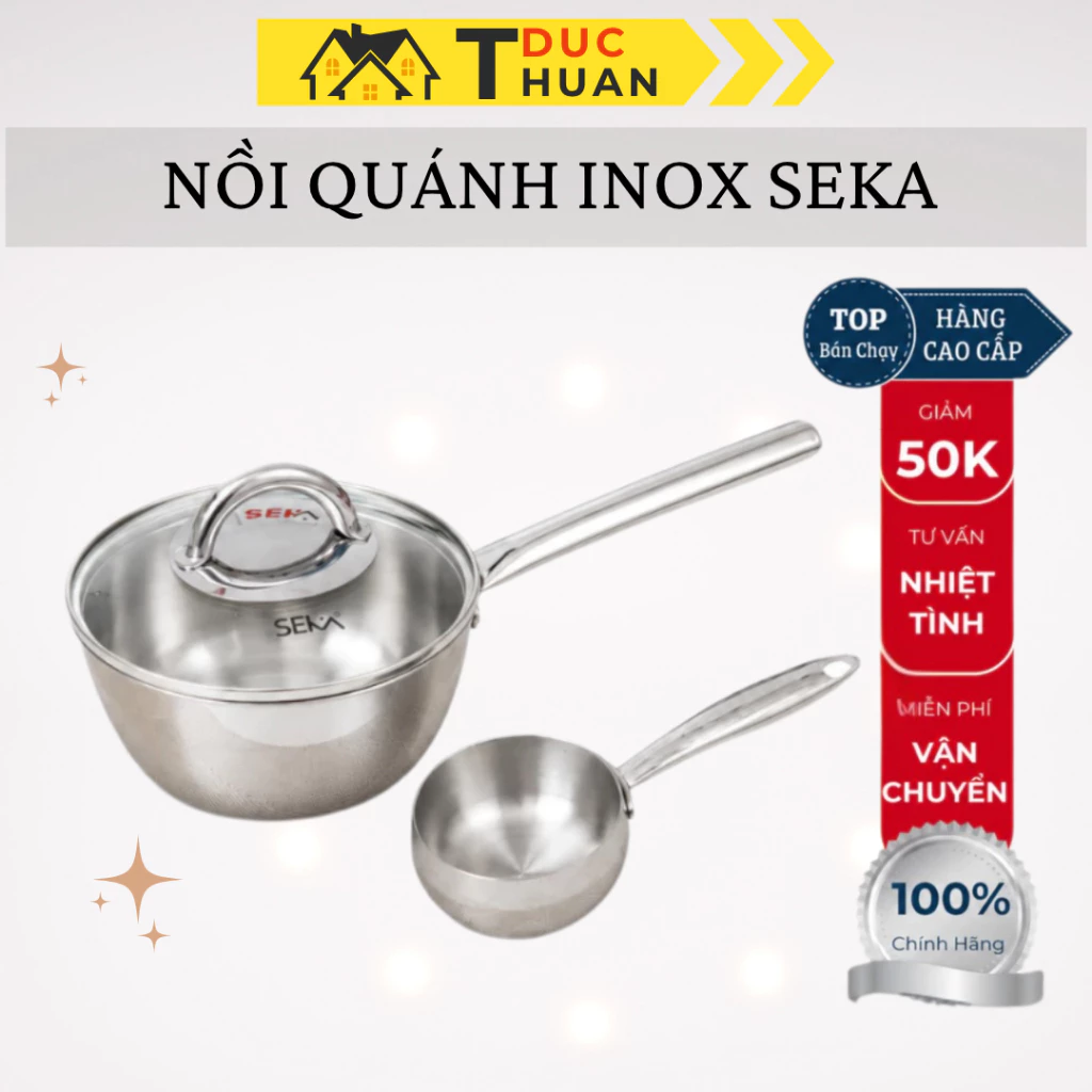 Nồi Quánh Inox Seka Size 12-18Cm Nguyên Khối Thiết Kế Nhỏ Gọn, Đa Năng - ĐT HOME