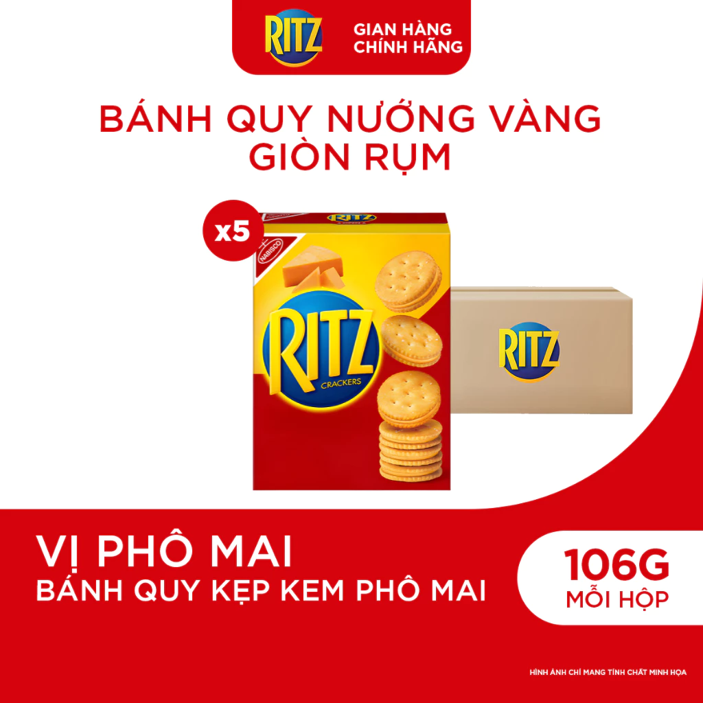 Combo 5 Hộp Bánh Quy Ritz Kẹp Kem Phô Mai 106g